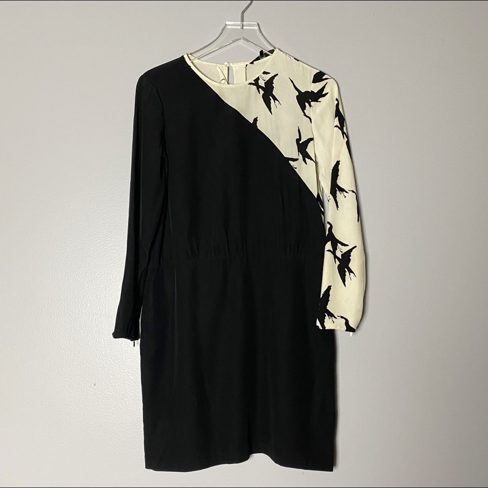 Tibi Long Sleeved Bird Print Dress